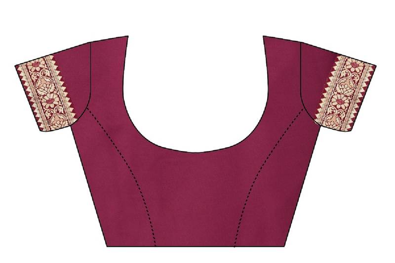 Maroon Woven Banarasi Saree With Blouse