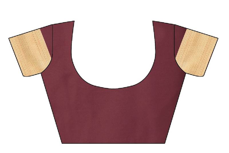 Maroon Woven Banarasi Saree With Blouse