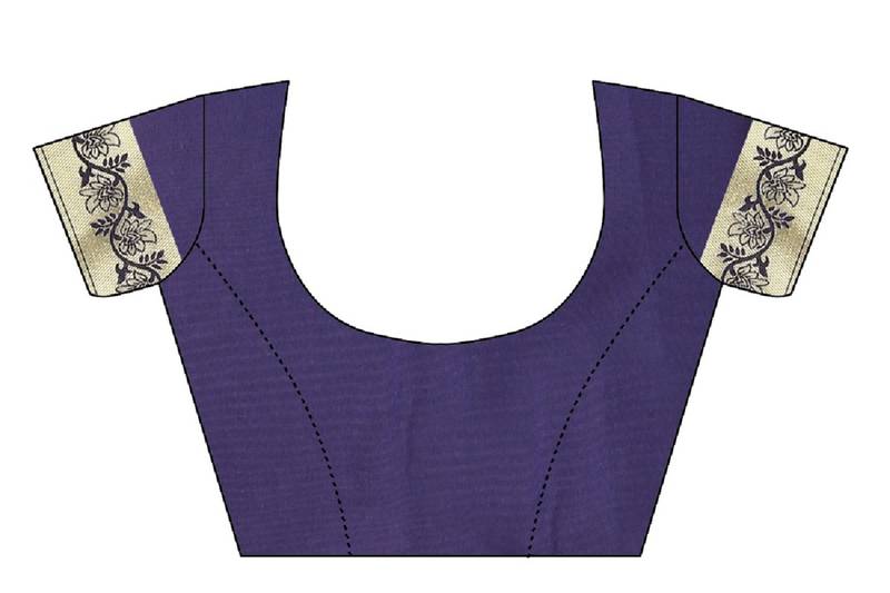 Blue Woven Banarasi Saree With Blouse