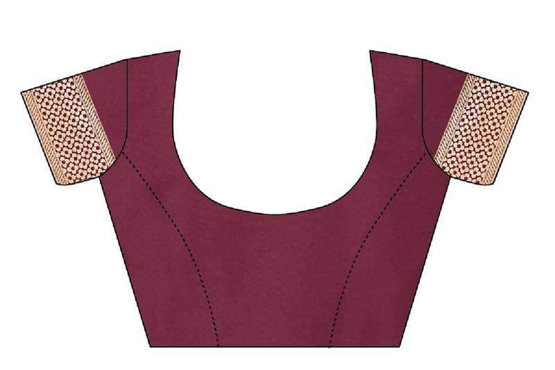 Maroon Woven Banarasi Saree With Blouse