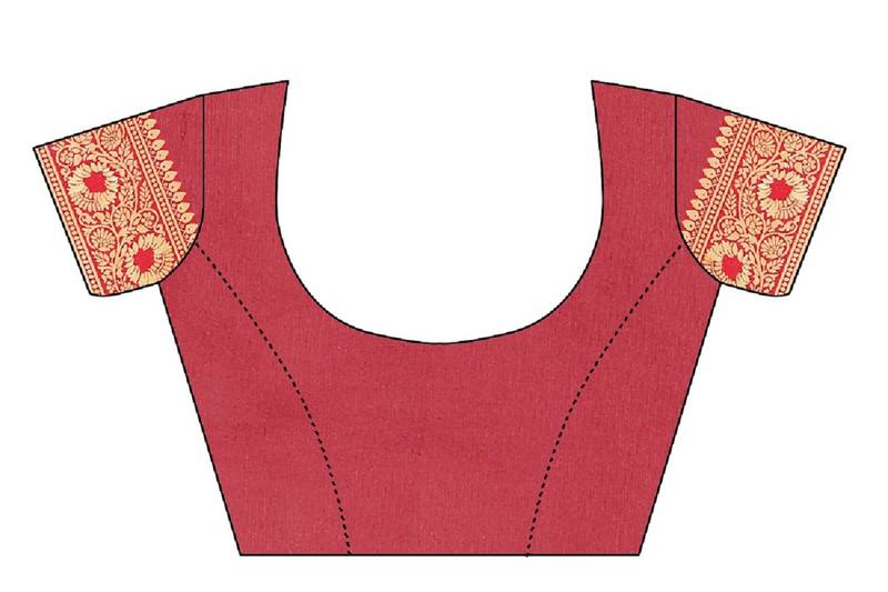 Red Woven Banarasi Saree With Blouse