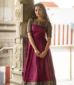 Magenta geometric print chanderi salwar