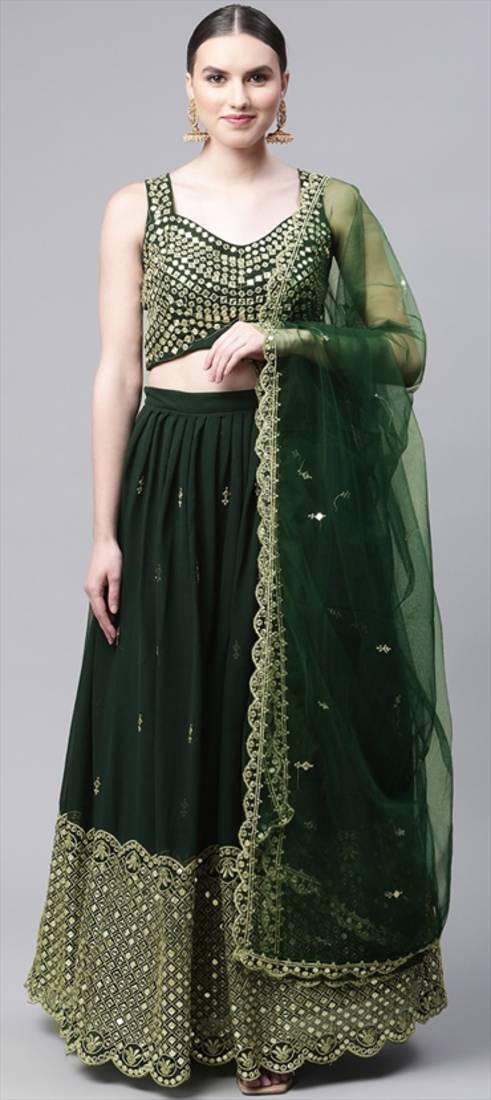 Dusty dark green Colour Dulhan Lehenga Choli, Wedding Lehenga Choli