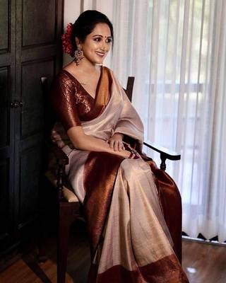 Brawon color modal Silk With Silver Zari Weaving Sari With Matching Blouse 2
