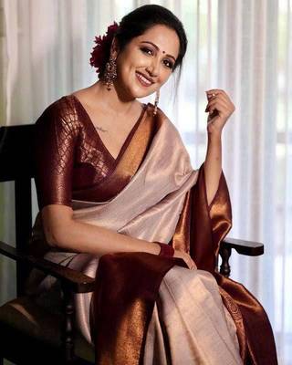 Brawon color modal Silk With Silver Zari Weaving Sari With Matching Blouse 5