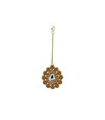 Brass Gold Platted  Golden Stone Studded  Maang Tikka