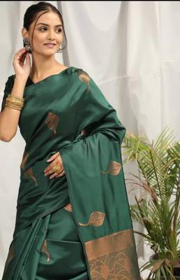 Cherry Green  Woven Kanjivaram Wedding Saree 2