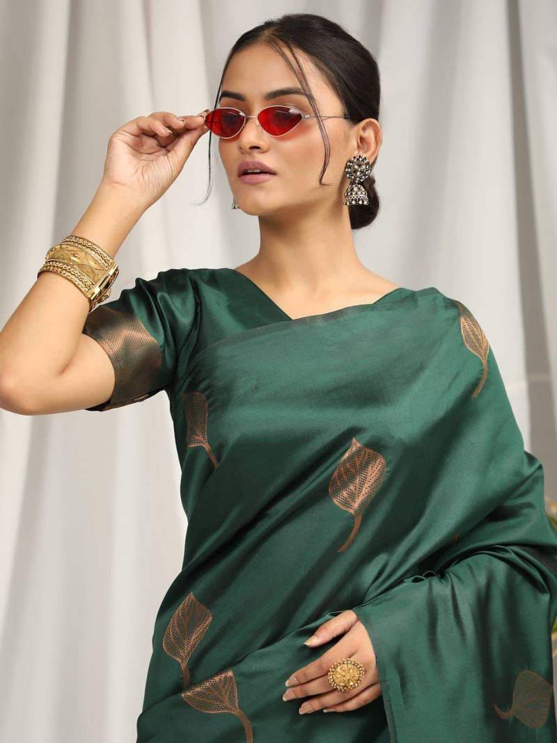 Cherry Green  Woven Kanjivaram Wedding Saree
