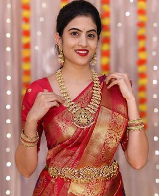 Maroon Kanjivaram Silk Saree With Blouse 3