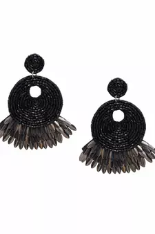 SMER Chic Black Contemporary Beads Tasseled Drop Earring