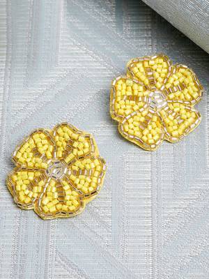 SMER Yellow  Contemporary Stud Earrings 1