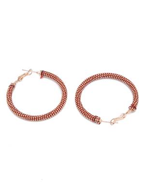 SMER Contemporary  Rose Gold Oxidised Alloy Hoop Earring 2