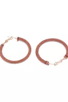 SMER Contemporary  Rose Gold Oxidised Alloy Hoop Earring