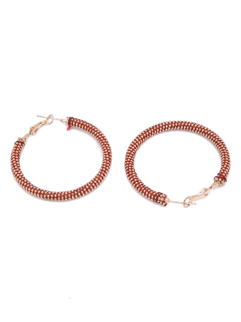 SMER Contemporary  Rose Gold Oxidised Alloy Hoop Earring