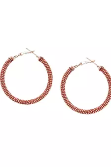 SMER Contemporary  Rose Gold Oxidised Alloy Hoop Earring