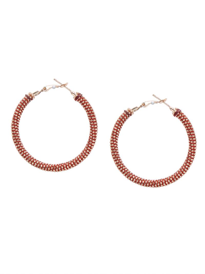 SMER Contemporary  Rose Gold Oxidised Alloy Hoop Earring