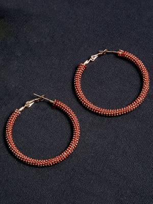 SMER Contemporary  Rose Gold Oxidised Alloy Hoop Earring 4