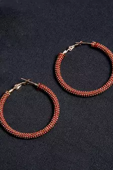 SMER Contemporary  Rose Gold Oxidised Alloy Hoop Earring