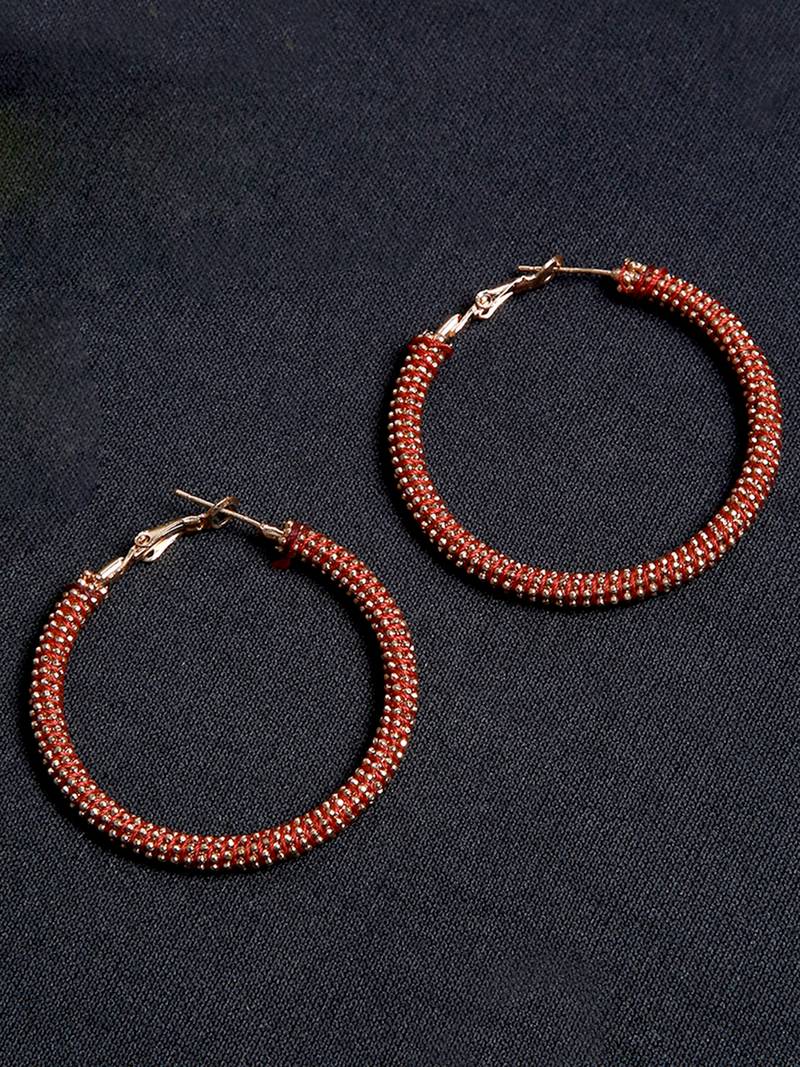 SMER Contemporary  Rose Gold Oxidised Alloy Hoop Earring