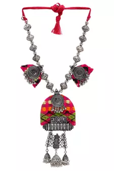 SMER Oxidised Afgani Style Handcrafted Multicolor Thread Necklace For Women & Girls