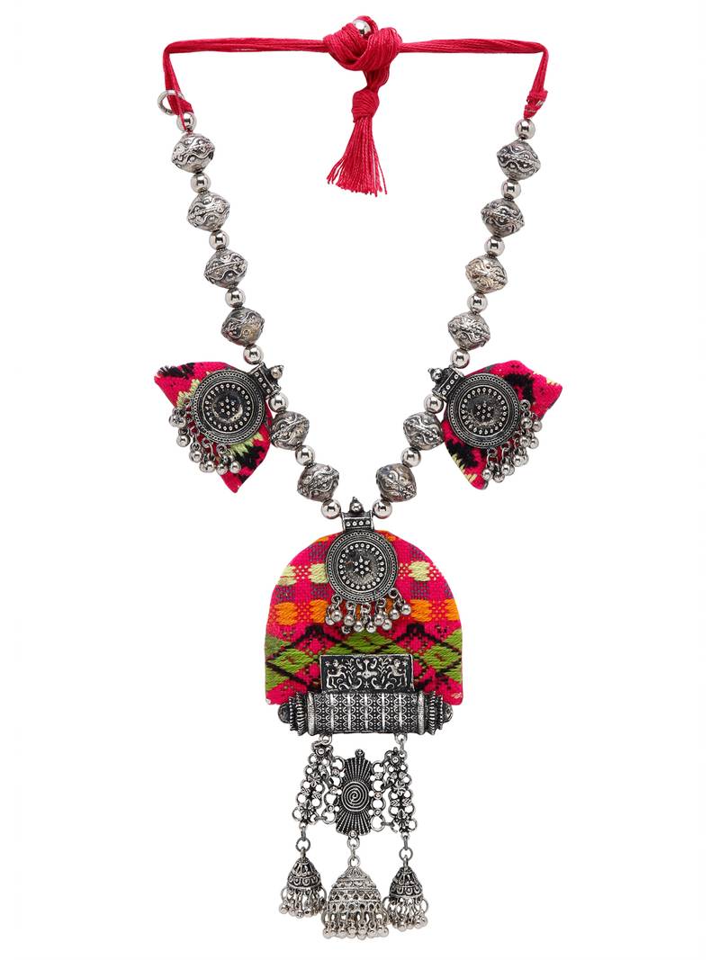 SMER Oxidised Afgani Style Handcrafted Multicolor Thread Necklace For Women & Girls