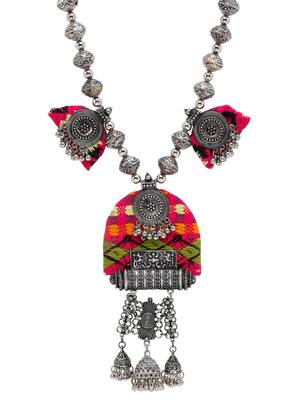 SMER Oxidised Afgani Style Handcrafted Multicolor Thread Necklace For Women & Girls 3