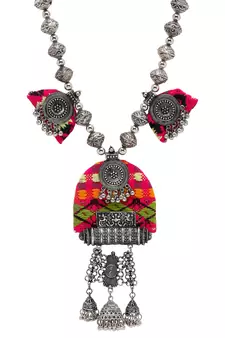 SMER Oxidised Afgani Style Handcrafted Multicolor Thread Necklace For Women & Girls