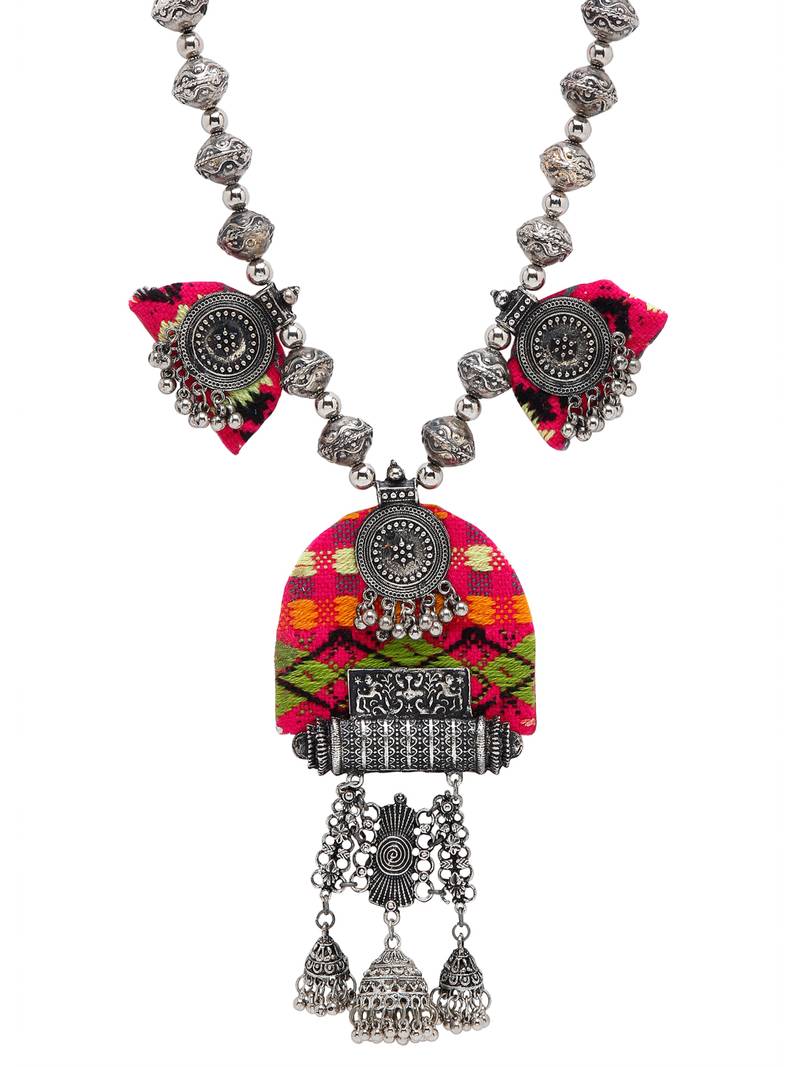 SMER Oxidised Afgani Style Handcrafted Multicolor Thread Necklace For Women & Girls