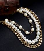 SMER Contemporary White & Gold-Toned Layered Necklace