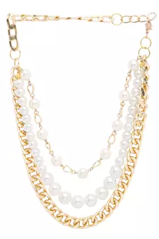 SMER Contemporary White & Gold-Toned Layered Necklace