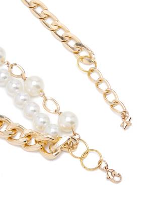 SMER Contemporary White & Gold-Toned Layered Necklace 4