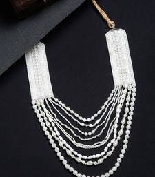 SMER Women Black & White Beaded Long Satement Necklace