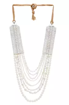 SMER Women Black & White Beaded Long Satement Necklace