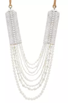 SMER Women Black & White Beaded Long Satement Necklace