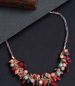 SMER Multi Colour Beads Studded Tasseled Handcrafted Contemporary Necklace