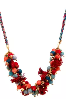 SMER Multi Colour Beads Studded Tasseled Handcrafted Contemporary Necklace
