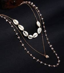 SMER Contemprory Sleek Gold Plated Tasseled Layered Necklaces