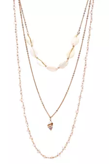 SMER Contemprory Sleek Gold Plated Tasseled Layered Necklaces