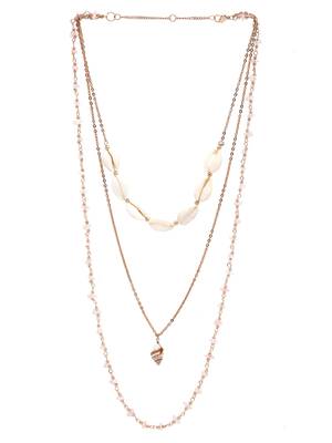 SMER Contemprory Sleek Gold Plated Tasseled Layered Necklaces 3