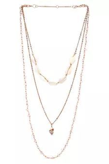 SMER Contemprory Sleek Gold Plated Tasseled Layered Necklaces