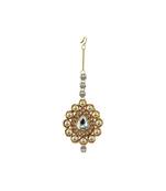 Brass Gold Platted  White Stone Studded  Maang Tikka