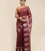 Brown Woven Banarasi Saree With Blouse