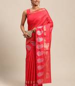 Red Woven Banarasi Saree With Blouse