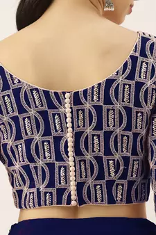 blue georgette thread embroidered lehenga set choli with dupatta 