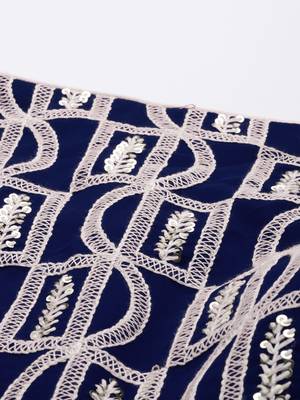 blue georgette thread embroidered lehenga set choli with dupatta  6