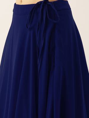 blue georgette thread embroidered lehenga set choli with dupatta  8