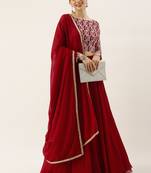 Classy Blue Embroidered Thread Work Georgette Festive Wear Lehenga Choli With Dupatta