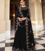 Black embroidered silk salwar