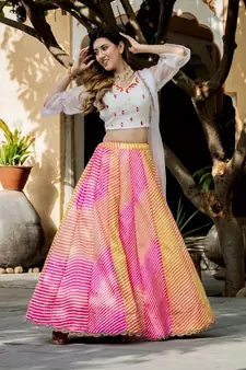 multi color art silk lehenga set choli with dupatta 