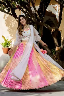 multi color art silk lehenga set choli with dupatta 